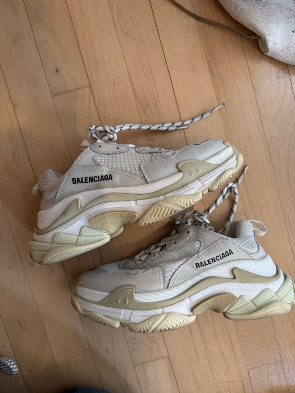 Balenciaga Triple S Chunky Sneakers in Cream and Beige